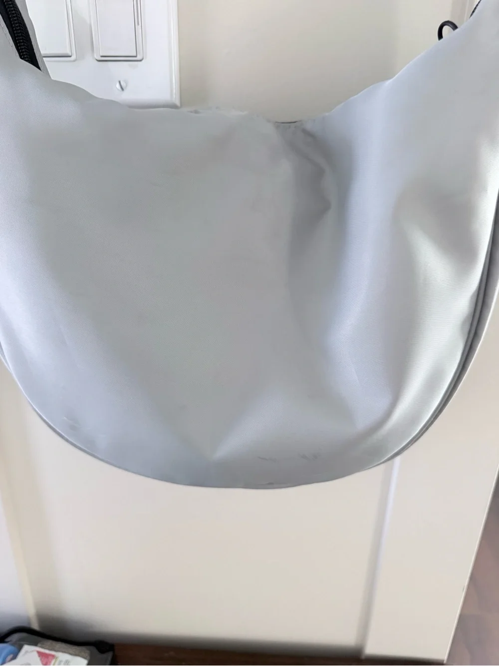 Original Use Light Gray Shoulder Crossbody Bag with Black Strap